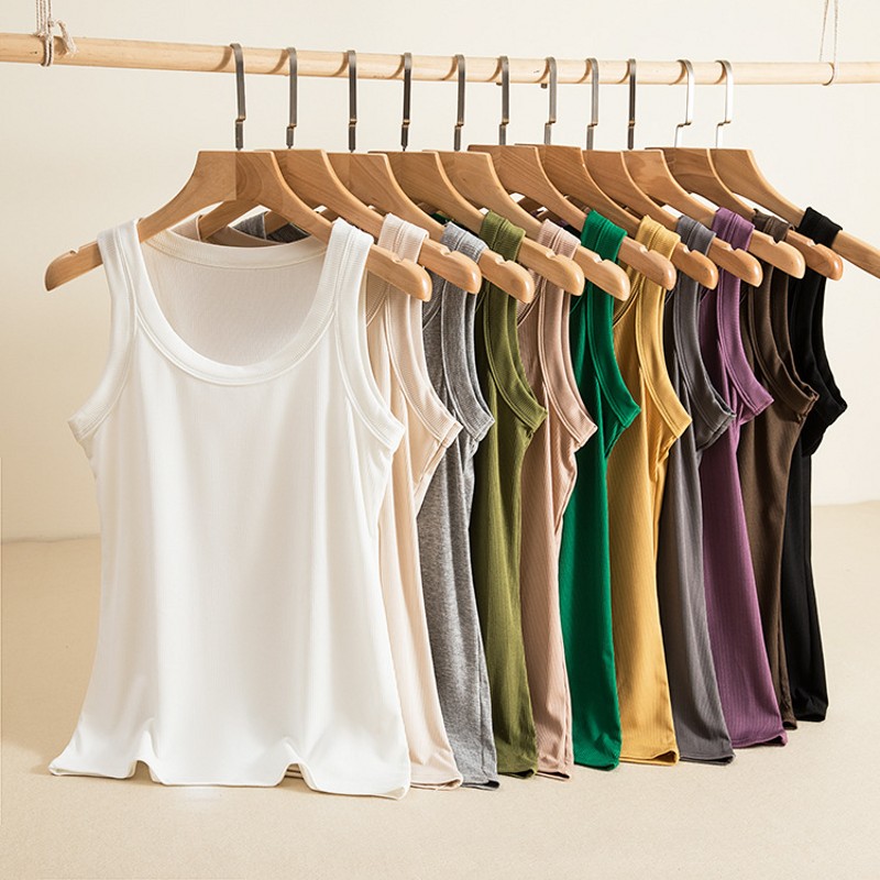 Tank Top Ribbed - T-shirt à col rond pour femmes,