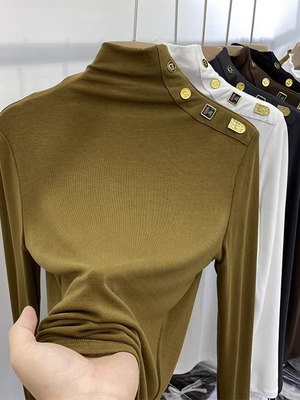 Base Layer Top - T-shirt coréen rétro à col montant