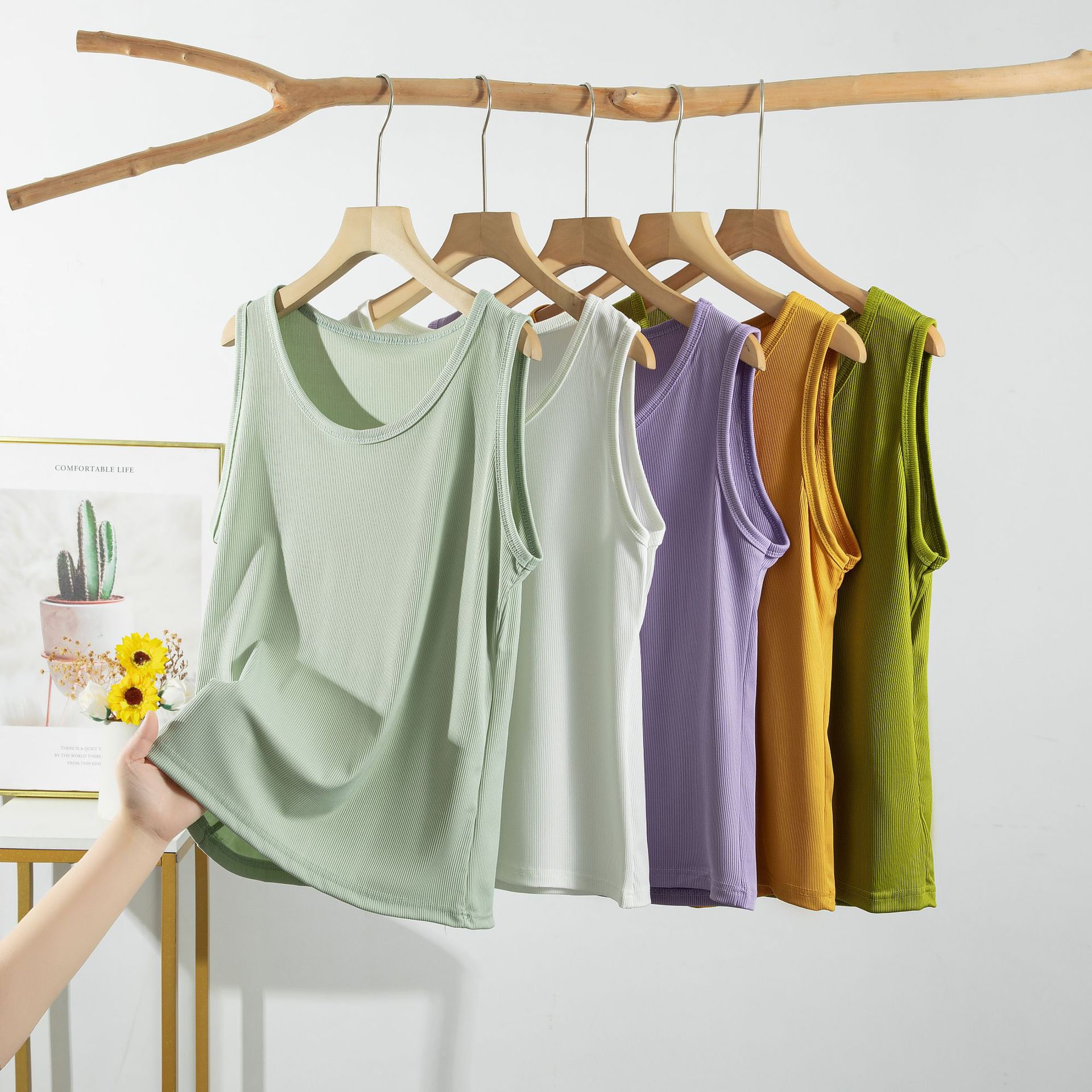 Tank Top Ribbed - T-shirt sans manches à col rond