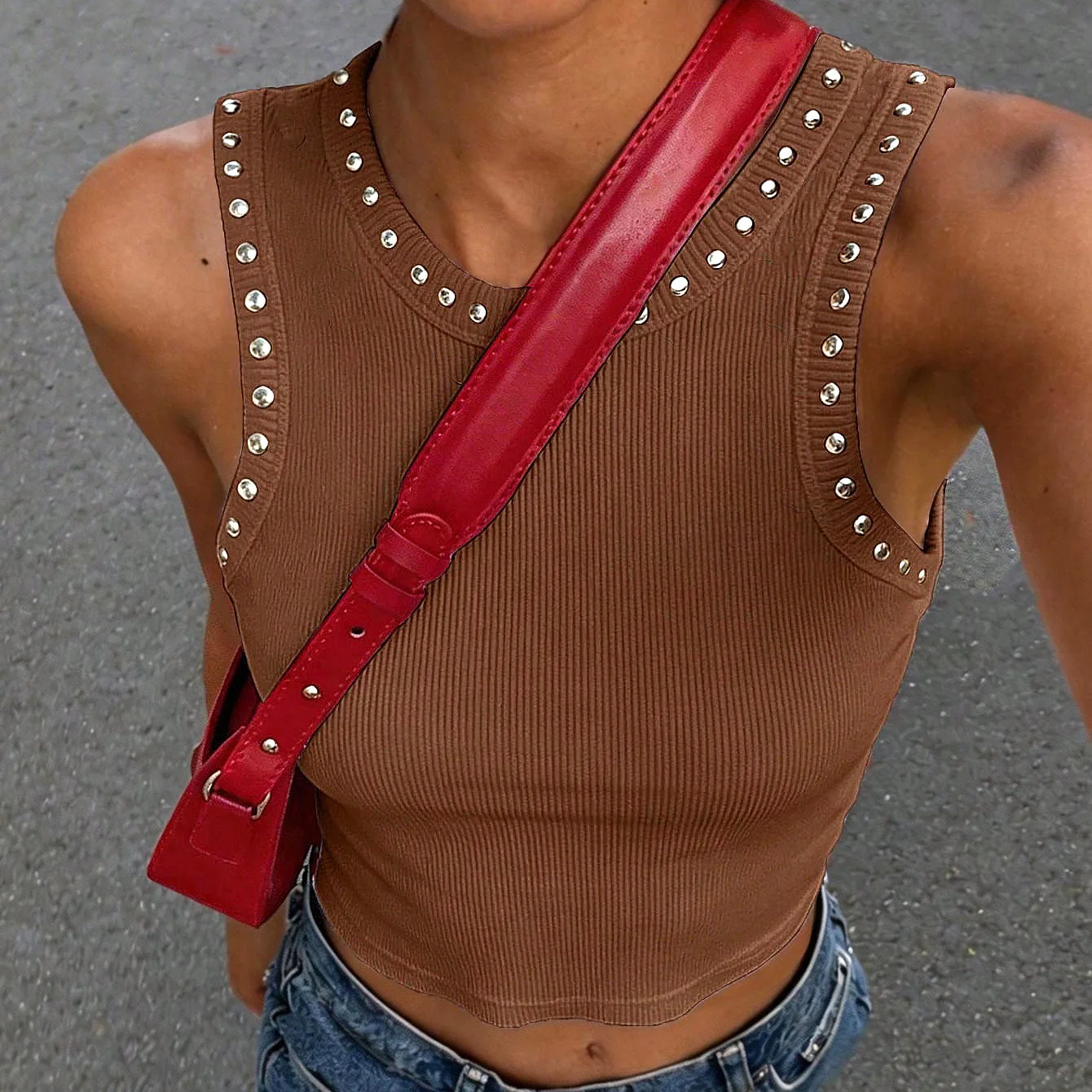 Débardeur court côtelé Y2K ave - Tank Top Ribbed avis et prix