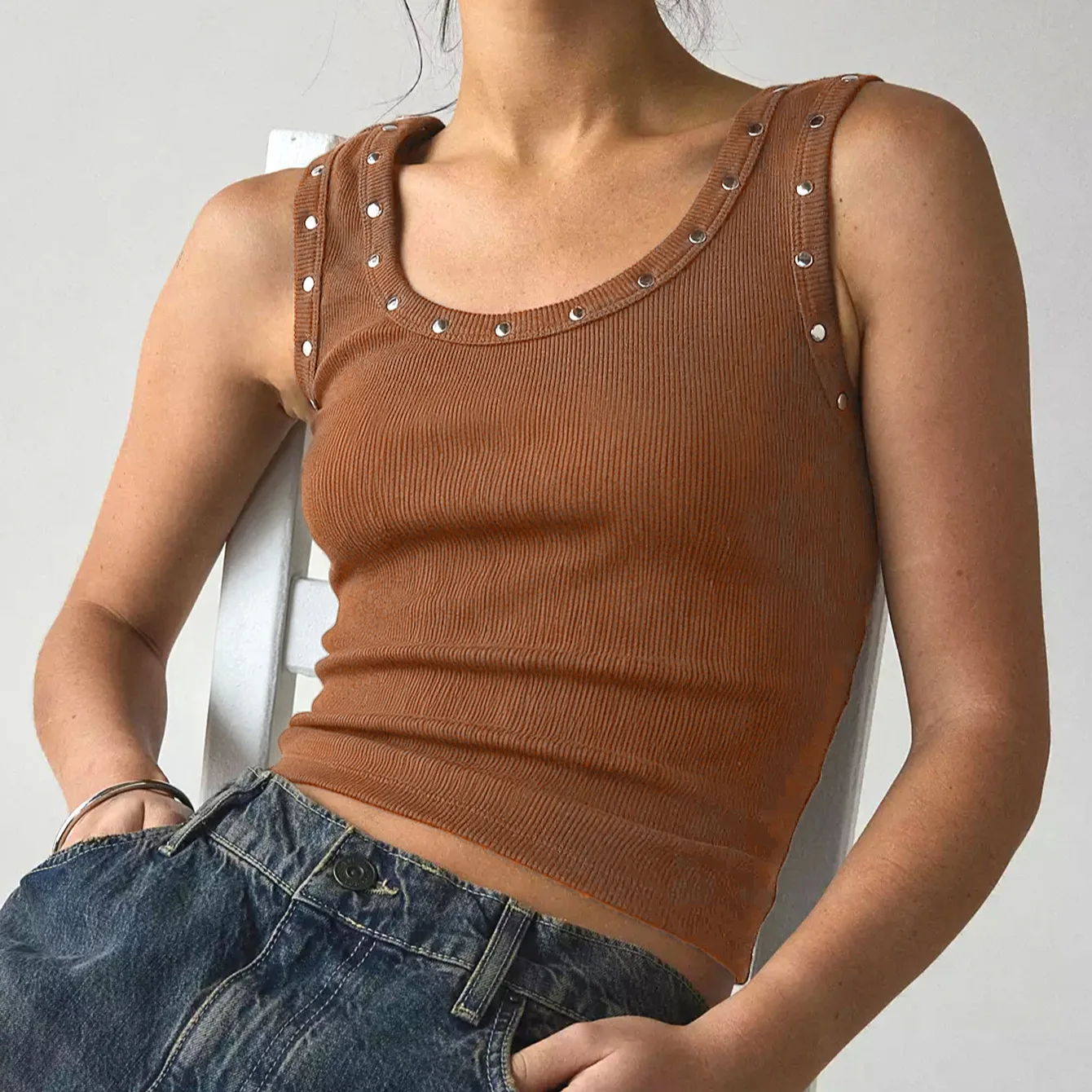 Débardeur court côtelé Y2K ave - Tank Top Ribbed avis et prix