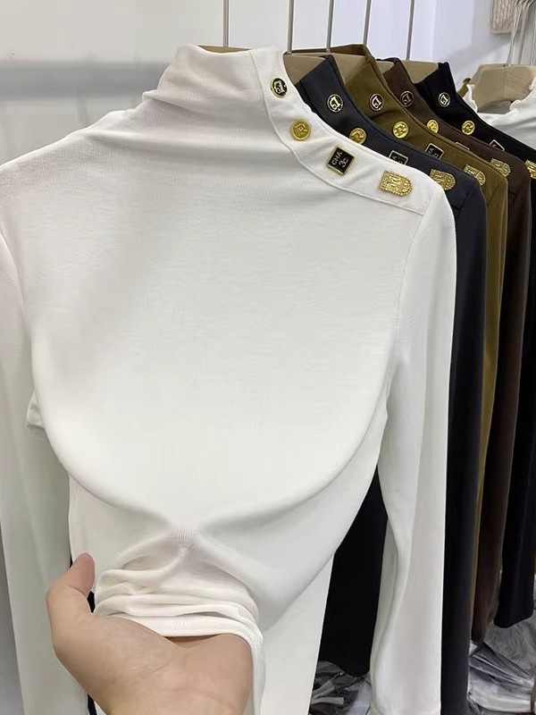 T-shirt coréen rétro à col mon - Base Layer Top avis et prix