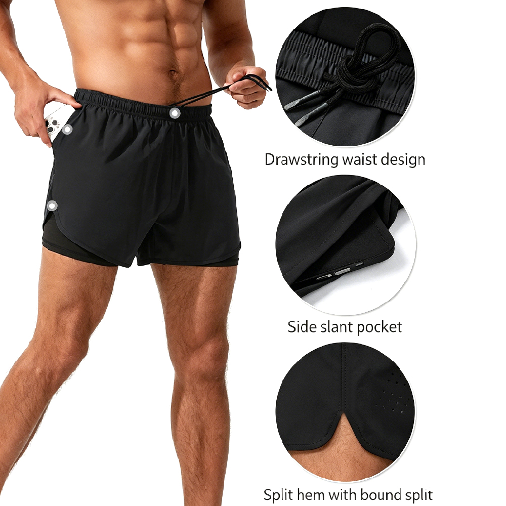 Short de course 2 en 1 pour ho - Compression Shorts Athletes avis et prix