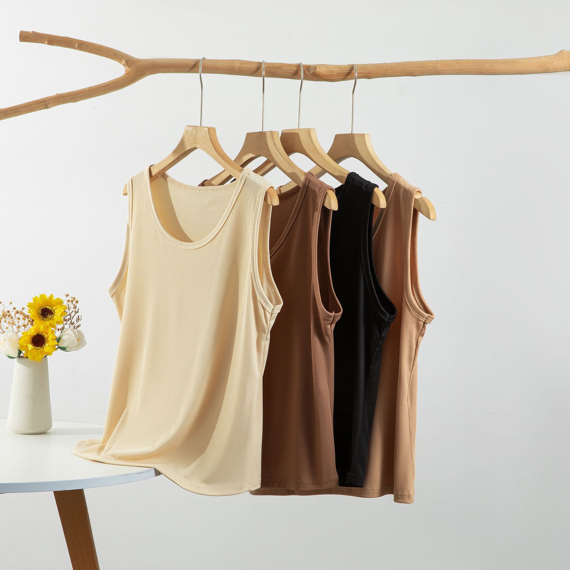 T-shirt sans manches à col ron - Tank Top Ribbed avis et prix
