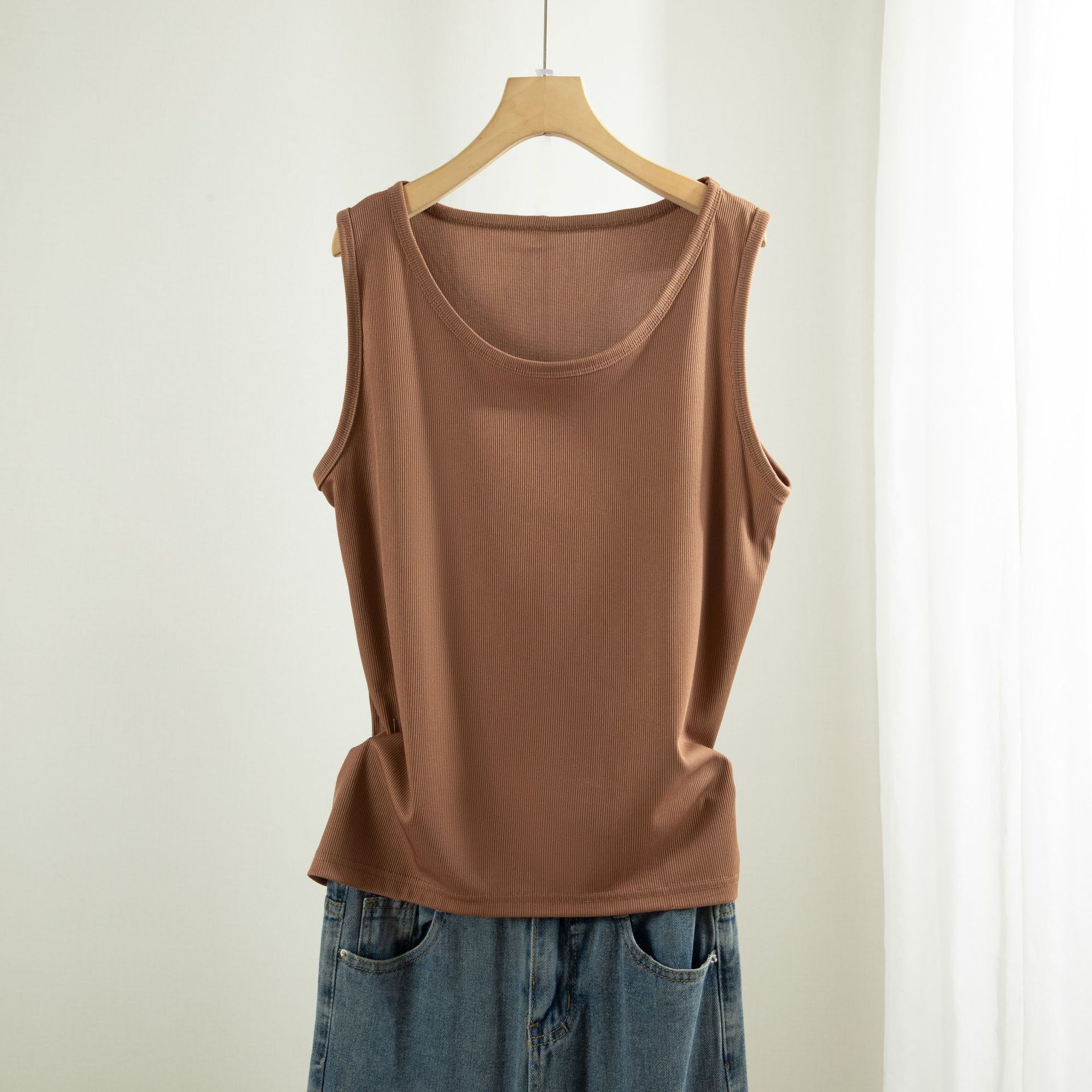 T-shirt sans manches à col ron - Tank Top Ribbed avis et prix